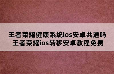 王者荣耀健康系统ios安卓共通吗 王者荣耀ios转移安卓教程免费